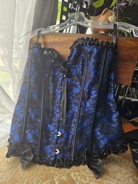 Blue and Black Lace Corset
